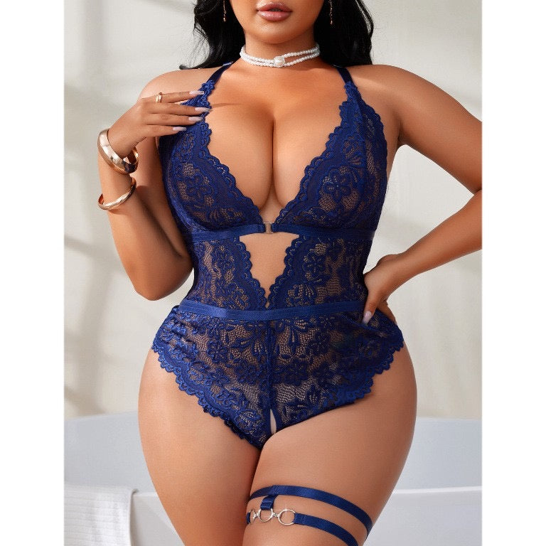 Oceaniczna Koronka – Seksowne Body Plus Size w Kolorze Granatowym i Czarnym!