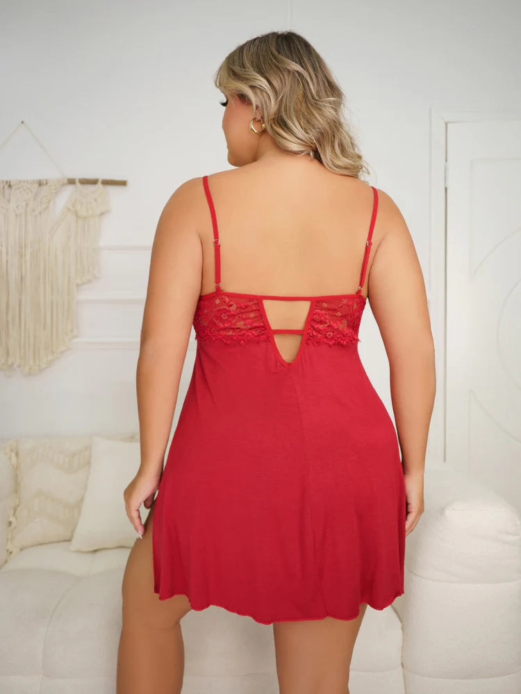 WYPRZEDAŻ KOLEKCJI! Koszula Nocna Plus Size w Kolorze Czerwonym