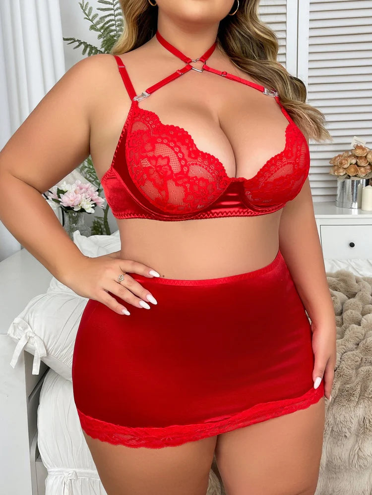 OSTATNIA SZTUKA! Zmysłowy Komplet Bielizny “Czerwona Namiętność” Plus Size